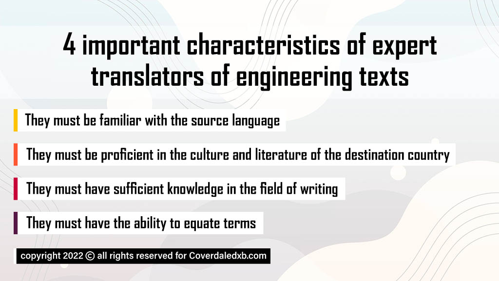 important characteristics of expert translators of engineering texts